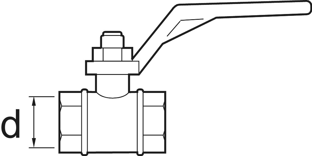 Ball valve 1 1/4" Ms-verni. 600 standard model, handle red PN 25
